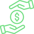 Hands protecting a dollar sign icon.