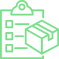 Checklist and package icon in green.